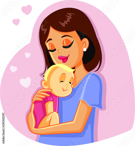 Loving Mother Holding Her Baby Vector Illustration