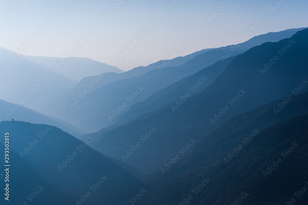 Beautiful Bhutanese mountain range - obrazy, fototapety, plakaty 