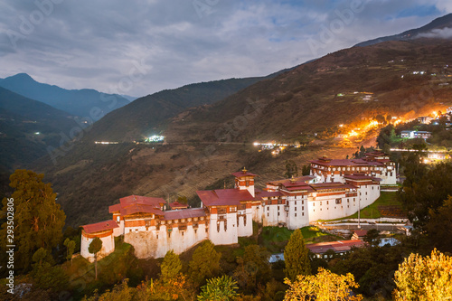 Trongsa Dzong with mountain range