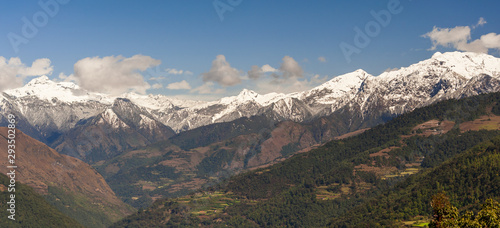 Panorama of snowy Himalayan mountains