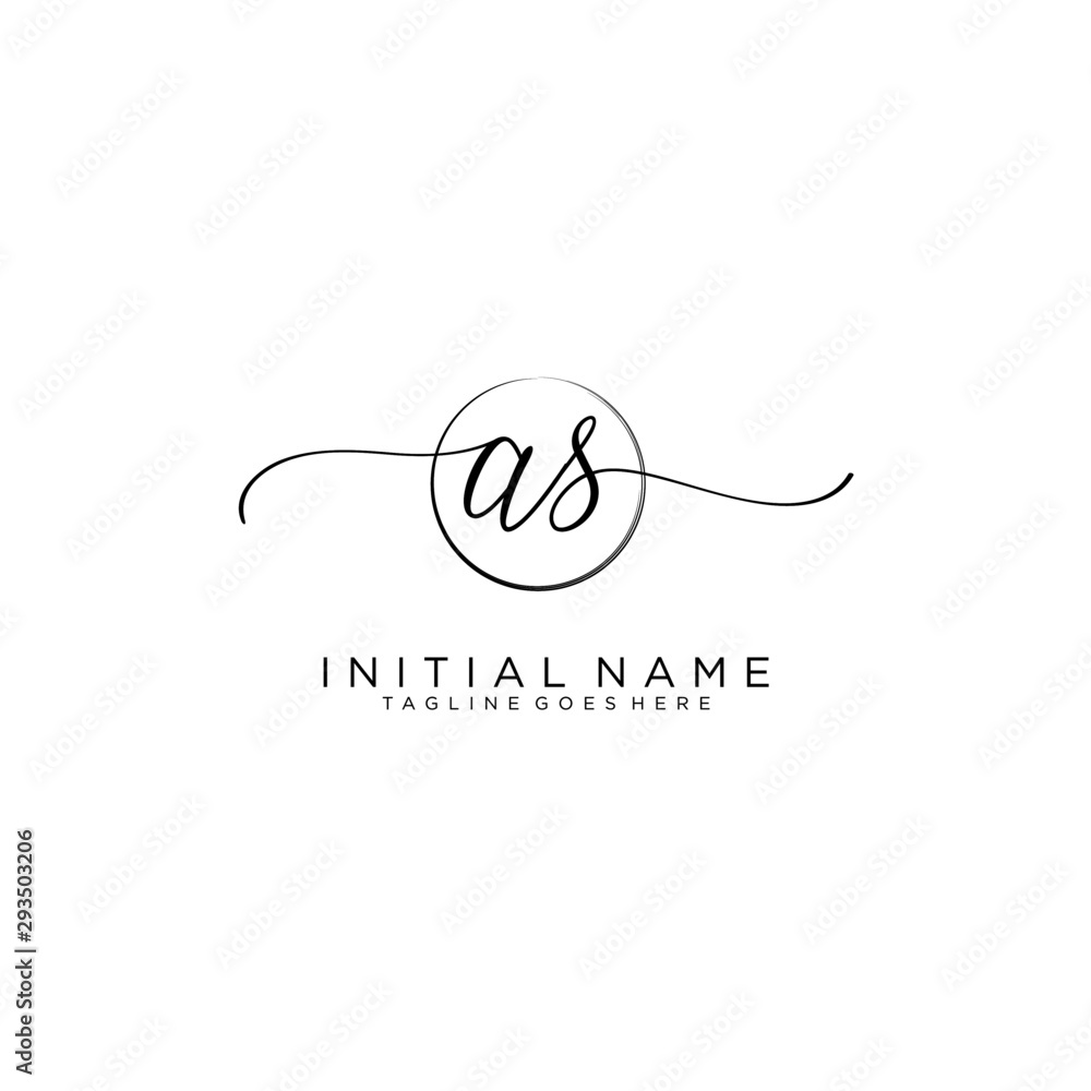 AS Initial handwriting logo with circle template vector. AS Initial handwriting logo with circle template vector.