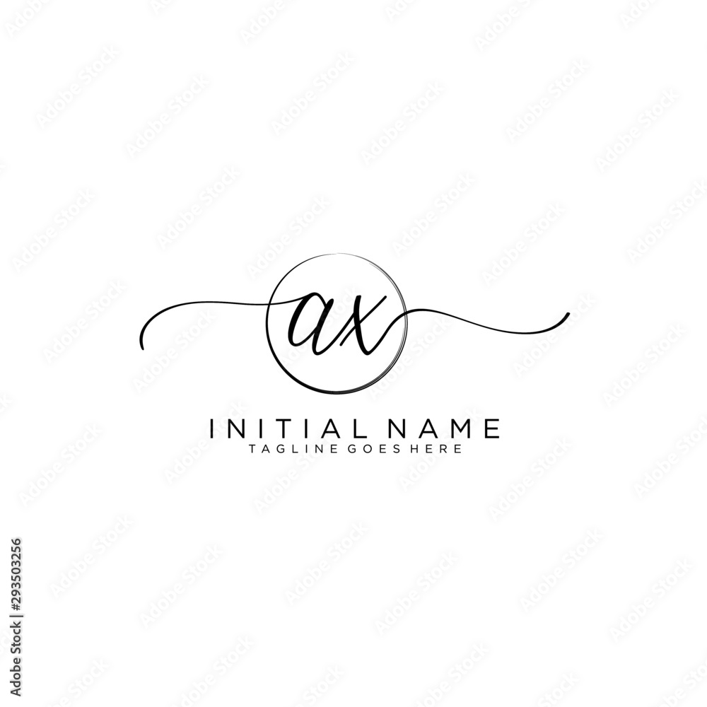AX Initial handwriting logo with circle template vector. AX Initial handwriting logo with circle template vector.