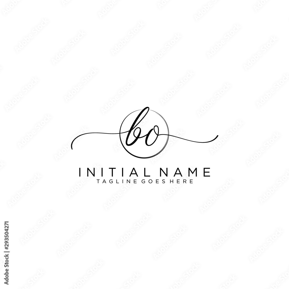 BO Initial handwriting logo with circle template vector.