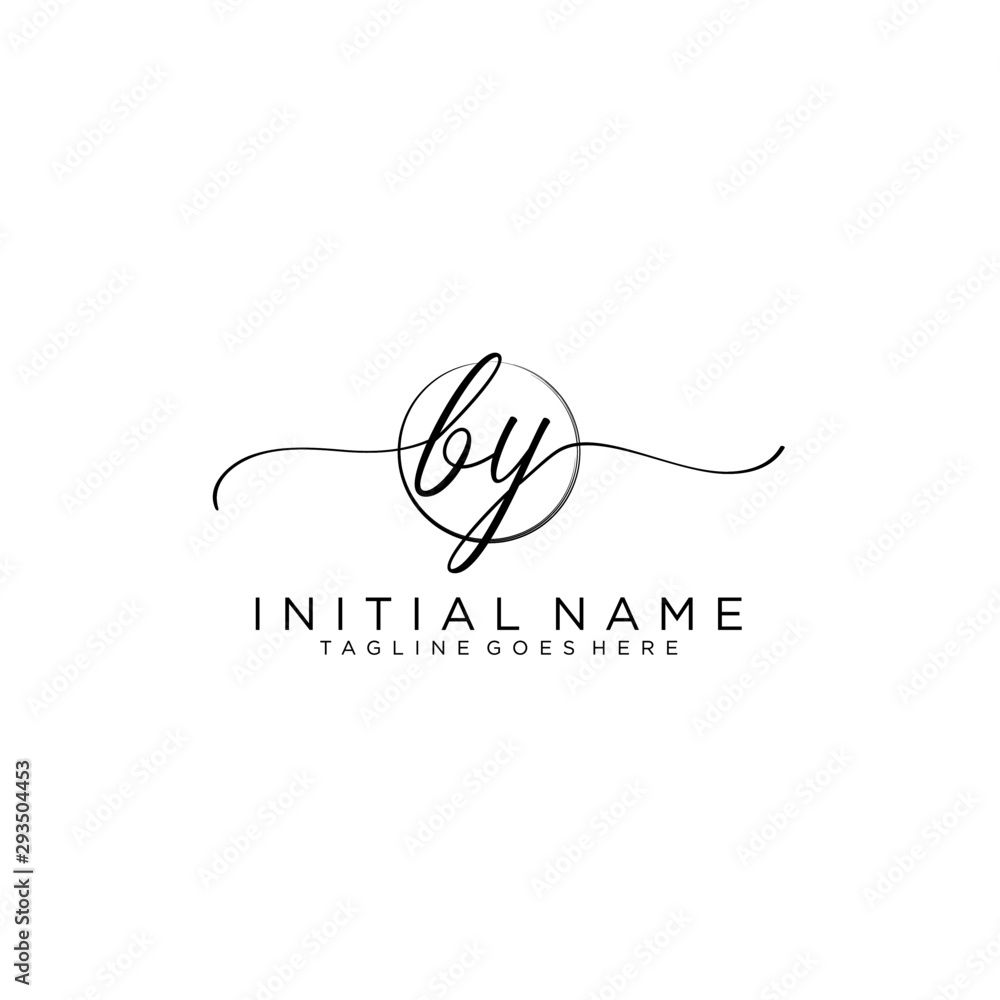 BY Initial handwriting logo with circle template vector. BY Initial handwriting logo with circle template vector.
