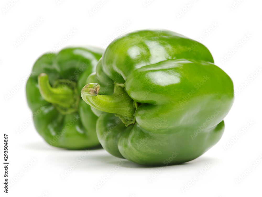 fresh green bell pepper (capsicum) on a white background fresh green bell pepper (capsicum) on a white background