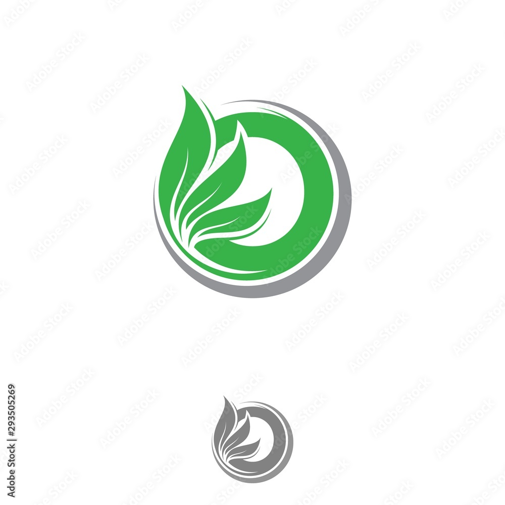 Letter O with green leaf vector ecology symbols Letter O with green leaf vector ecology symbols