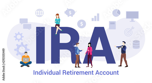 ira individual retirement account concept sop standard operating procedure concept with big word or text and team people with modern flat style - vector photo