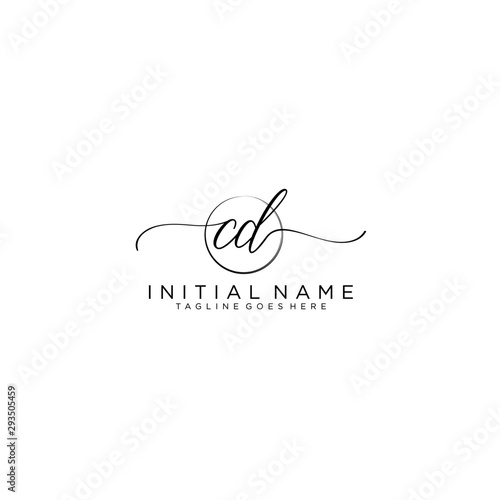 CD Initial handwriting logo with circle template vector.