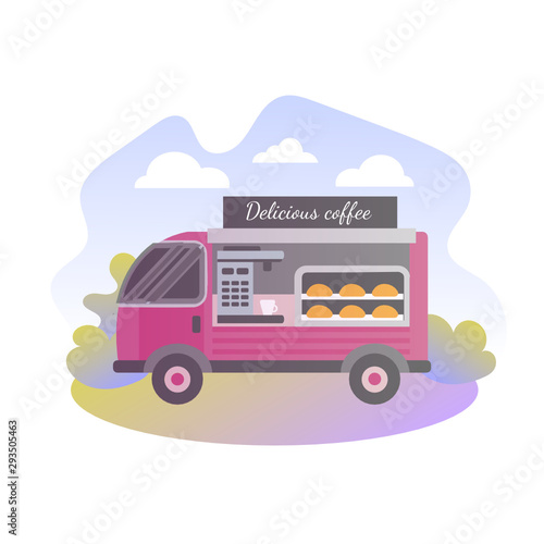 Vector illustration of business car coffee tea
