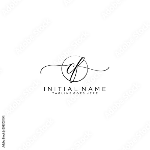 CF Initial handwriting logo with circle template vector.