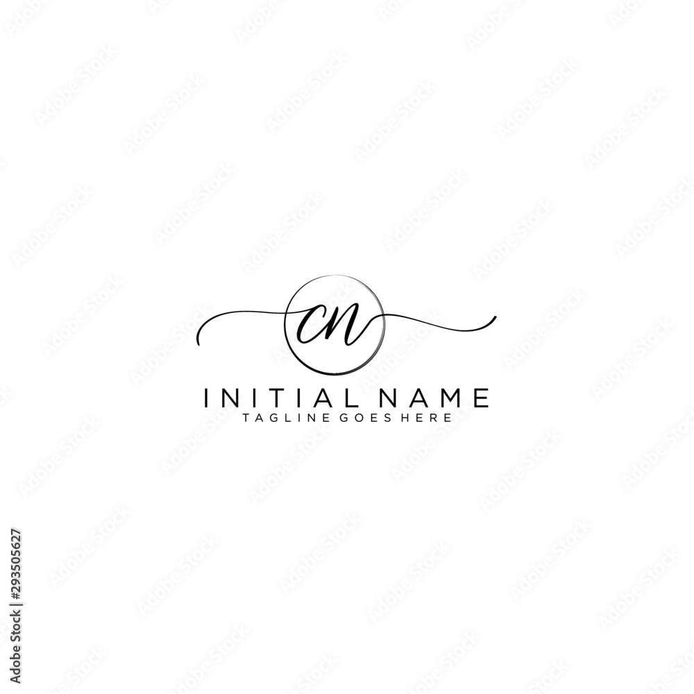 CN Initial handwriting logo with circle template vector. CN Initial handwriting logo with circle template vector.
