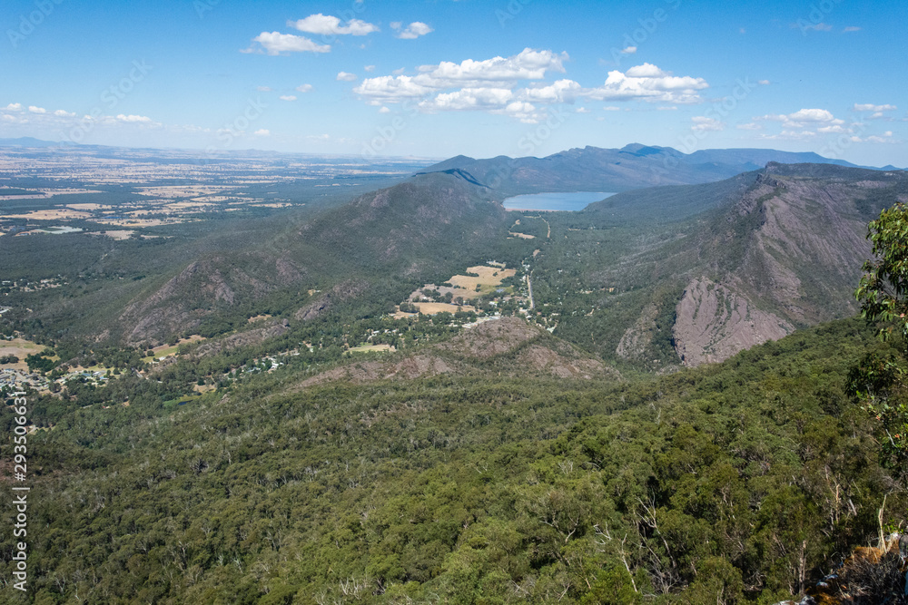 View over Halls Gap and Lake Bellfield  in Victoria, Australia.