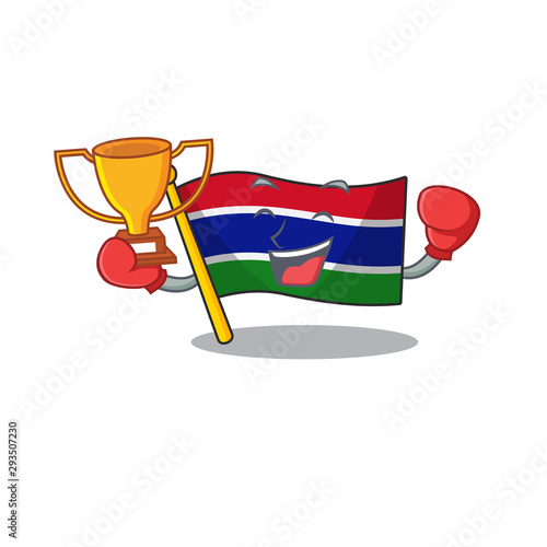 Boxing winner flag gambia placed in mascot drawer