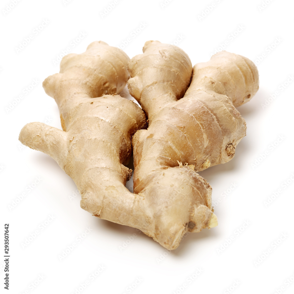 fresh ginger on white background 