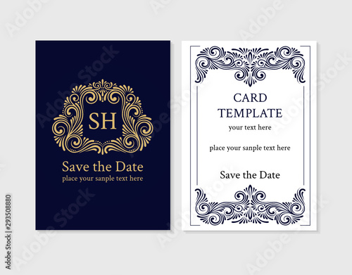 model monogram wedding invitation Vector