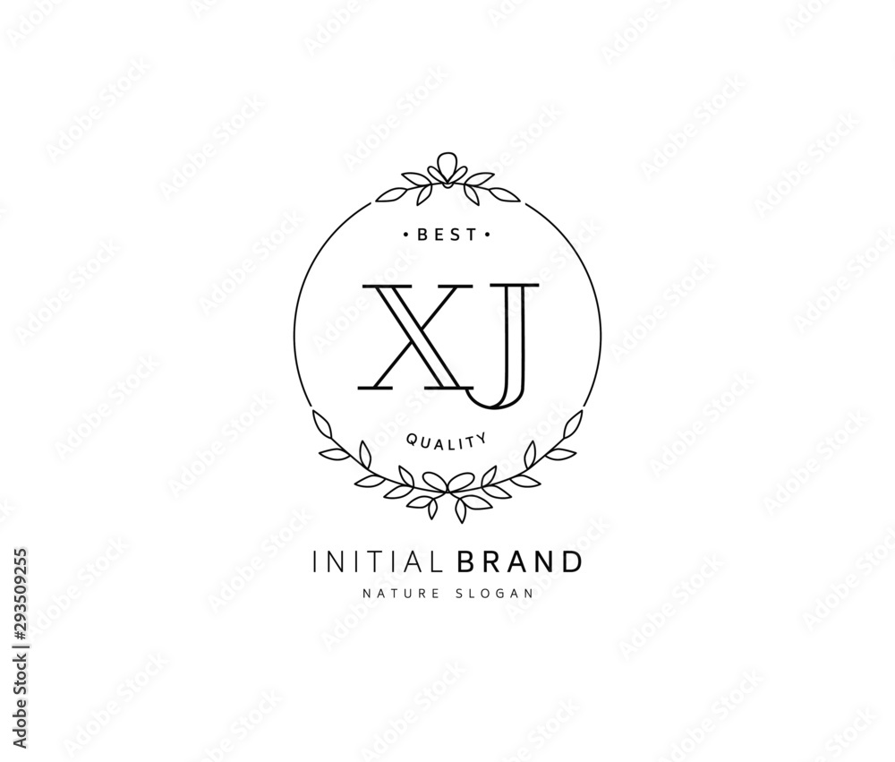 X J XJ Beauty vector initial logo, handwriting logo of initial signature, wedding, fashion, jewerly, boutique, floral and botanical with creative template for any company or business.