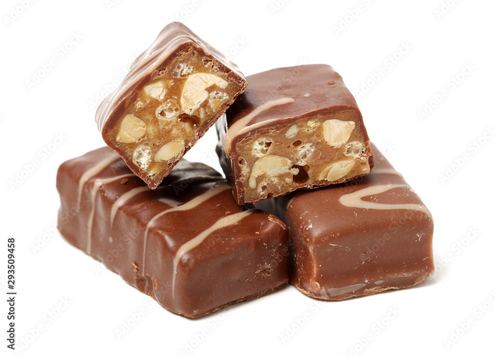 Chocolate peanut candy on white background Chocolate peanut candy on white background