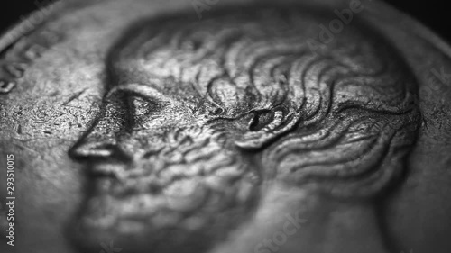 Close up of a detailed old coins