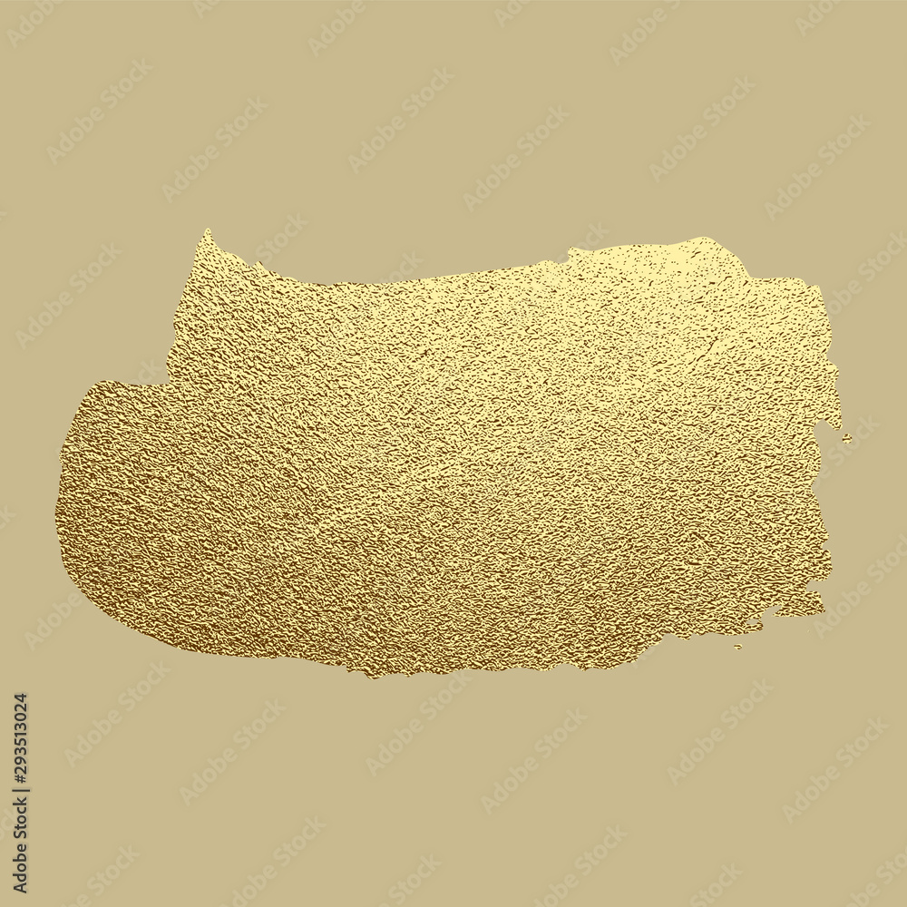 Gold paint stroke. Abstract gold glittering textured art illustration. Hand drawn brush stroke design element. Vector illustration