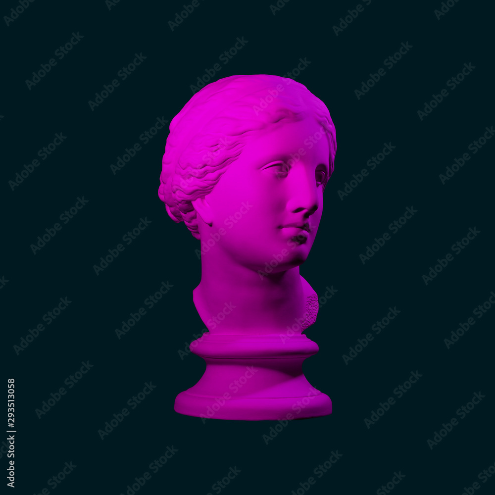 Statue. On a blue background. Gypsum statue of Aphrodite's head. Statue. On a blue background. Gypsum statue of Aphrodite's head.