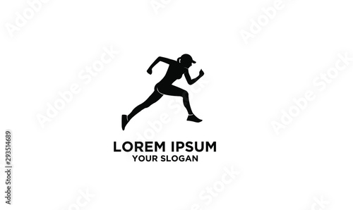 women run logo icon design vector illustration