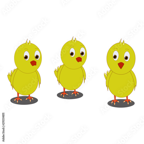 Three Chickens - Cartoon Vector Image