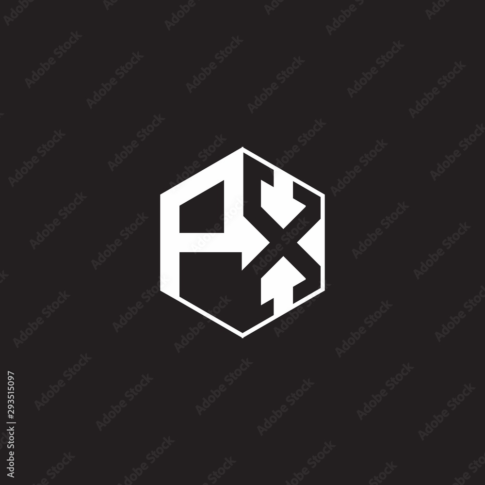 PX Logo monogram hexagon with black background negative space PX Logo monogram hexagon with black background negative space