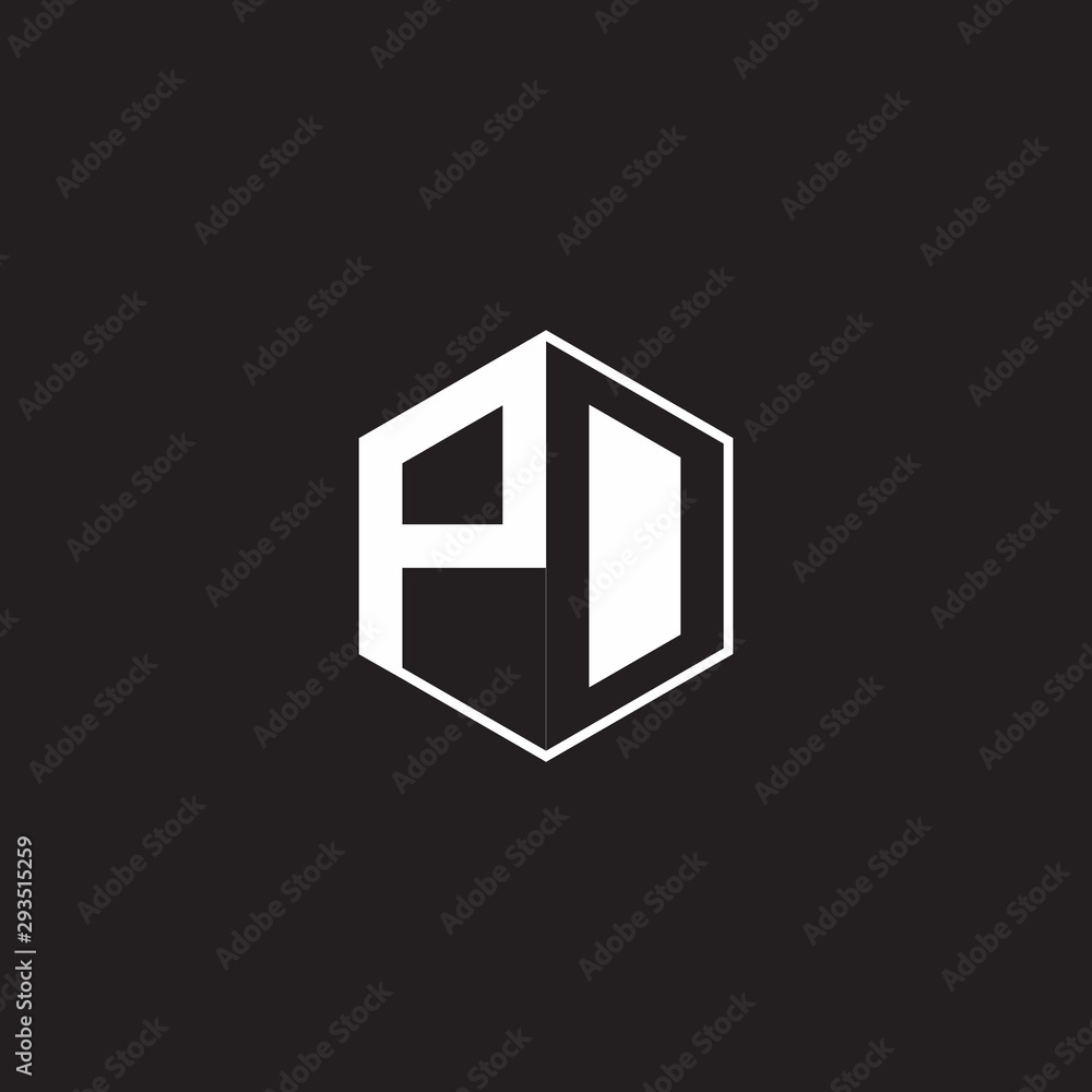 PD Logo monogram hexagon with black background negative space style PD Logo monogram hexagon with black background negative space style