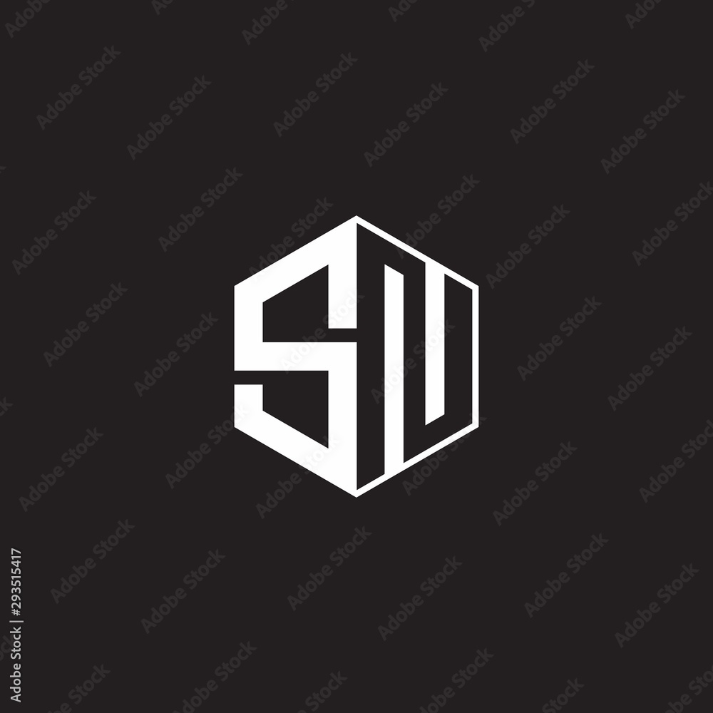 SN Logo monogram hexagon with black background negative space style SN Logo monogram hexagon with black background negative space style