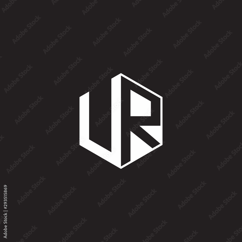 UR Logo monogram hexagon with black background negative space style UR Logo monogram hexagon with black background negative space style