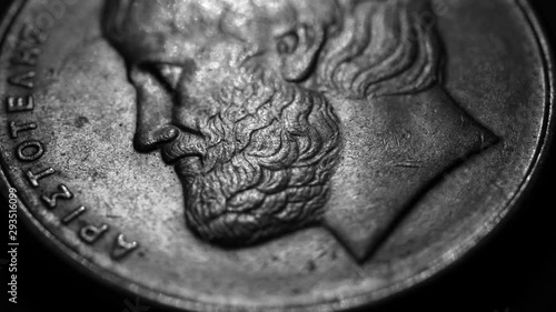 Close up of a detailed old coins