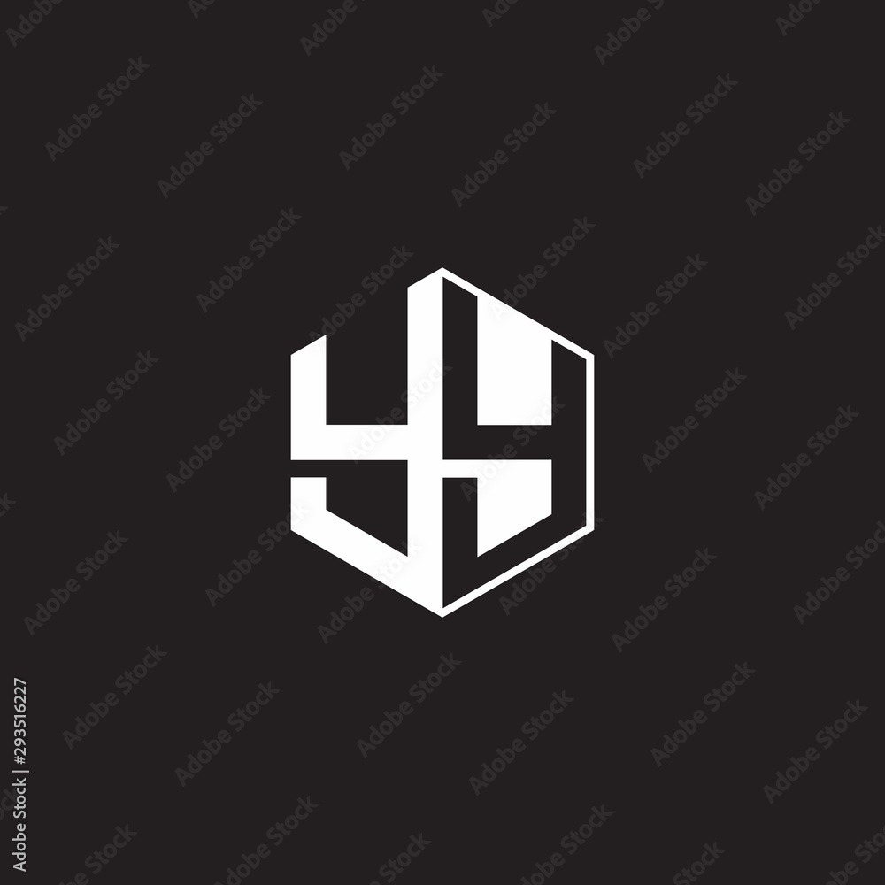 YY Logo monogram hexagon with black background negative space style YY Logo monogram hexagon with black background negative space style