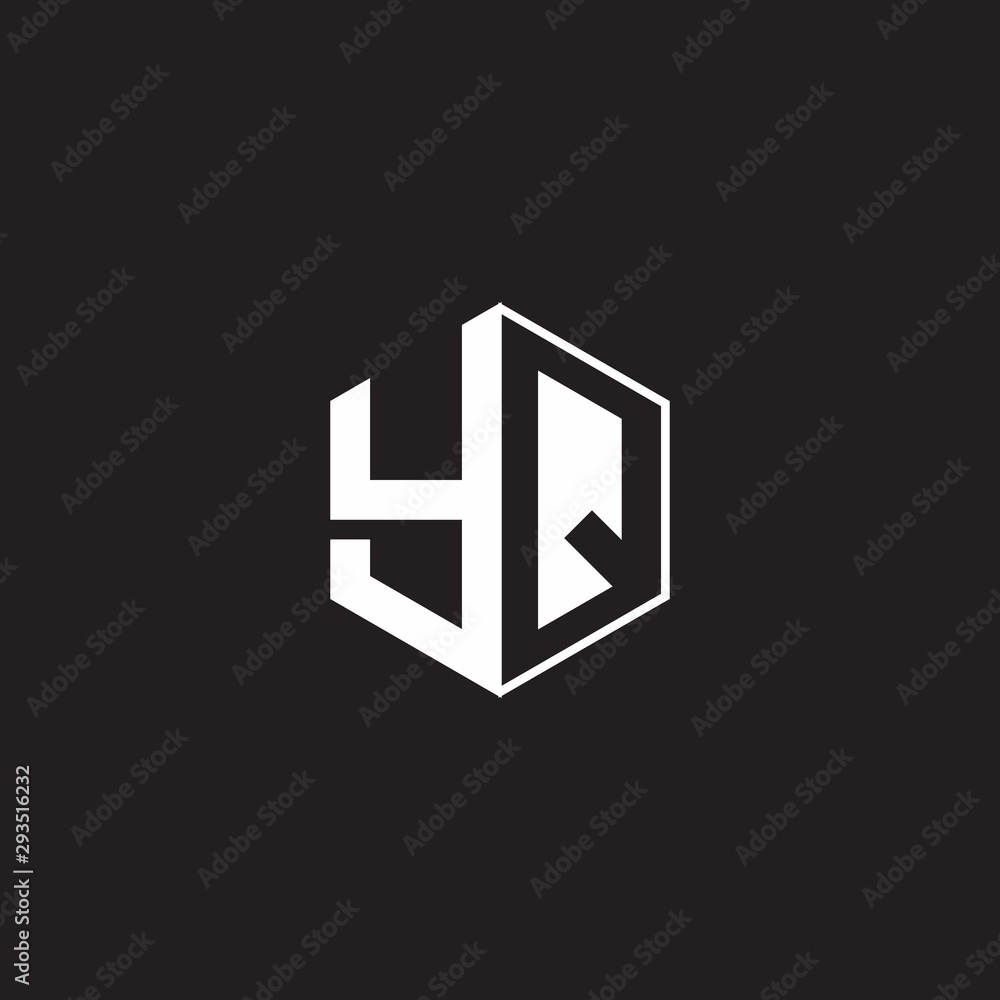YQ Logo monogram hexagon with black background negative space style YQ Logo monogram hexagon with black background negative space style