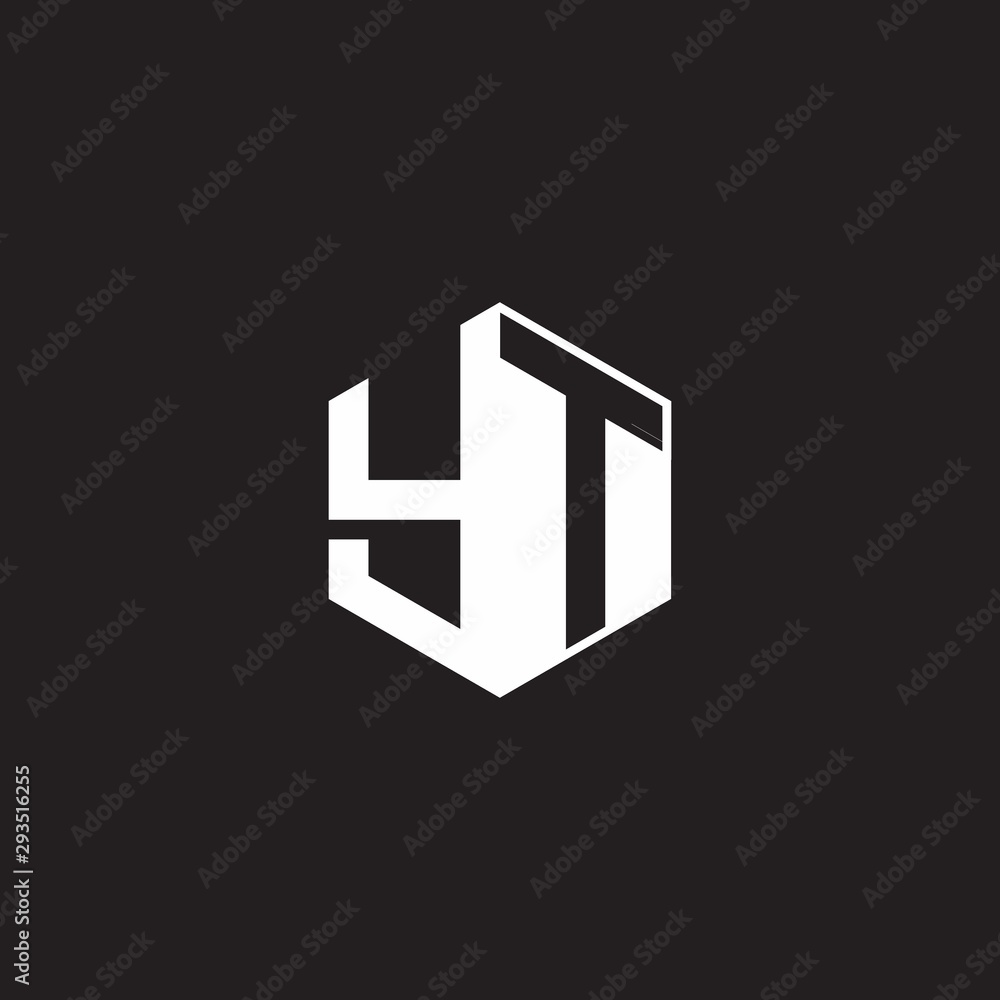 YT Logo monogram hexagon with black background negative space style YT Logo monogram hexagon with black background negative space style