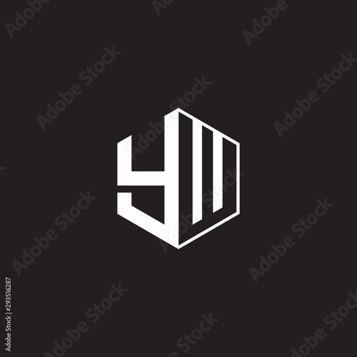 YW Logo monogram hexagon with black background negative space style