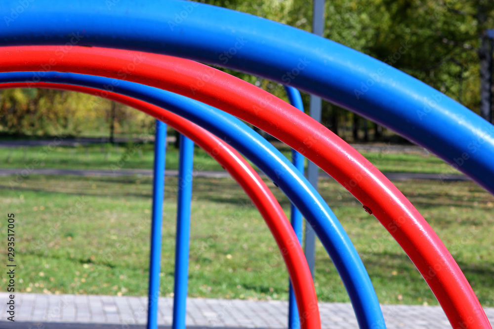 colorful curved pipes on the playground