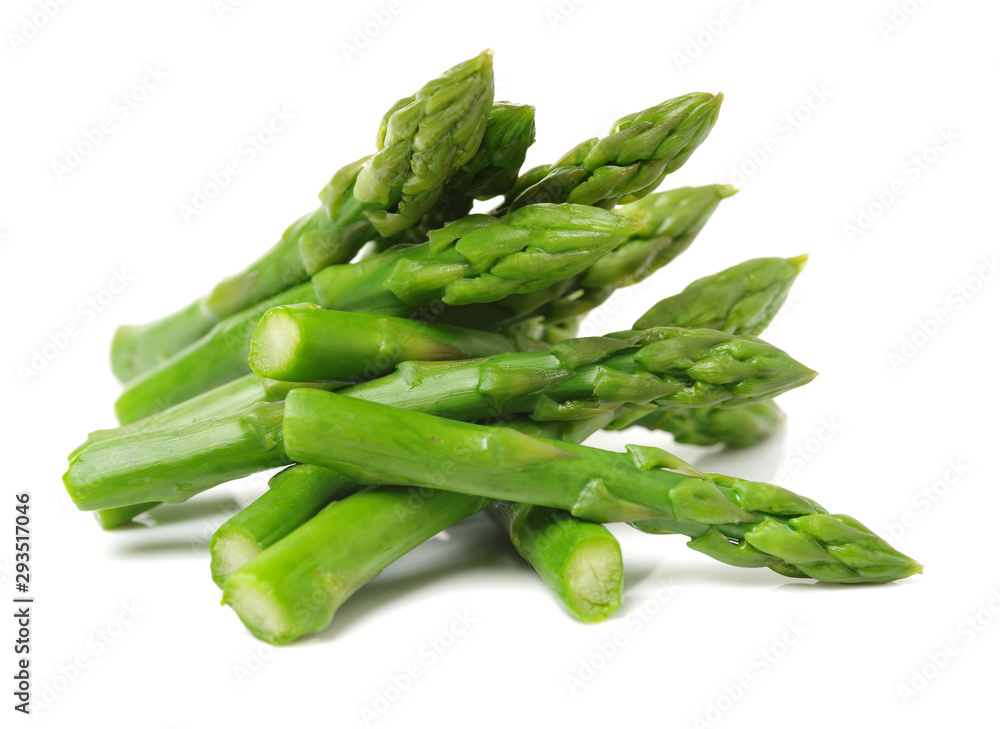 Effective Boiled asparagus on white background Effective Boiled asparagus on white background
