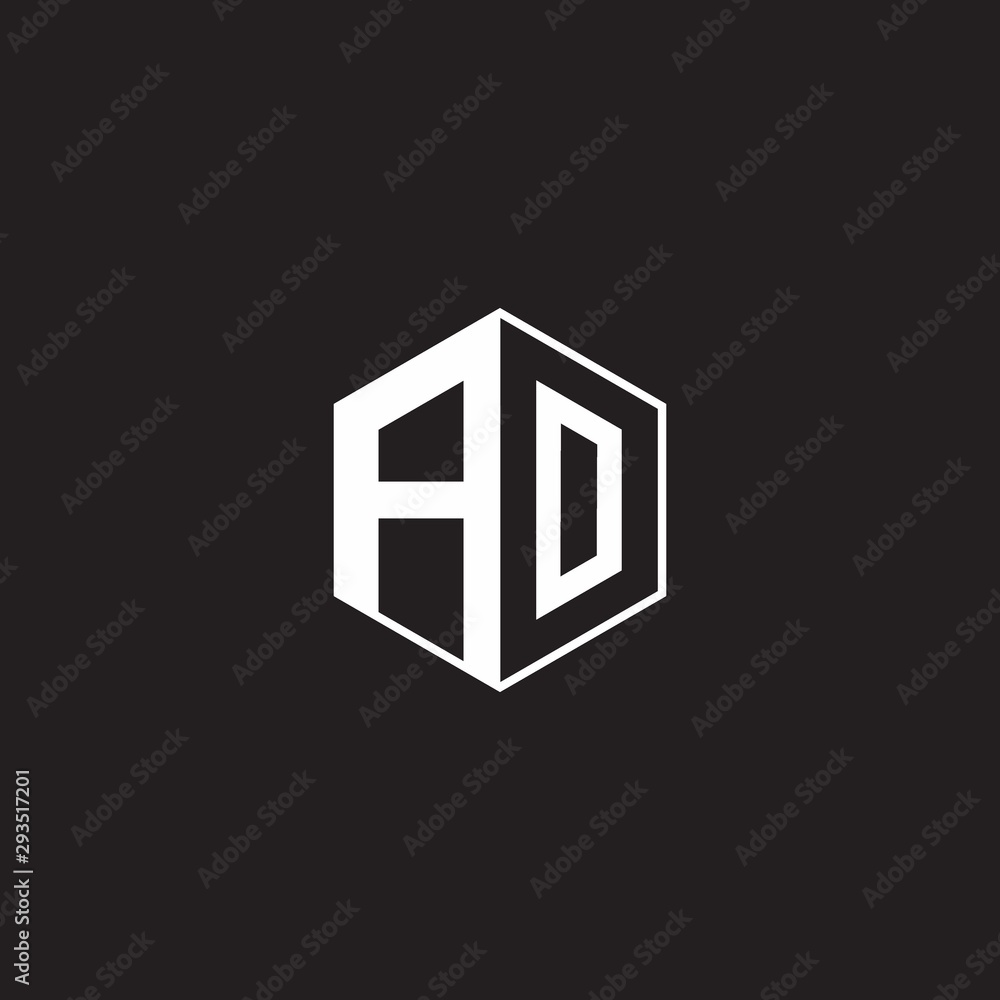 AO Logo monogram hexagon with black background negative space style AO Logo monogram hexagon with black background negative space style