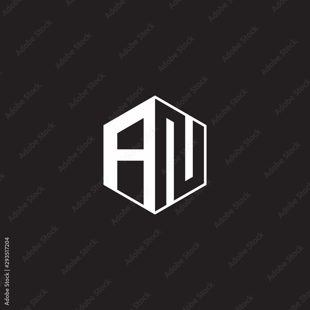AN Logo monogram hexagon with black background negative space style AN Logo monogram hexagon with black background negative space style
