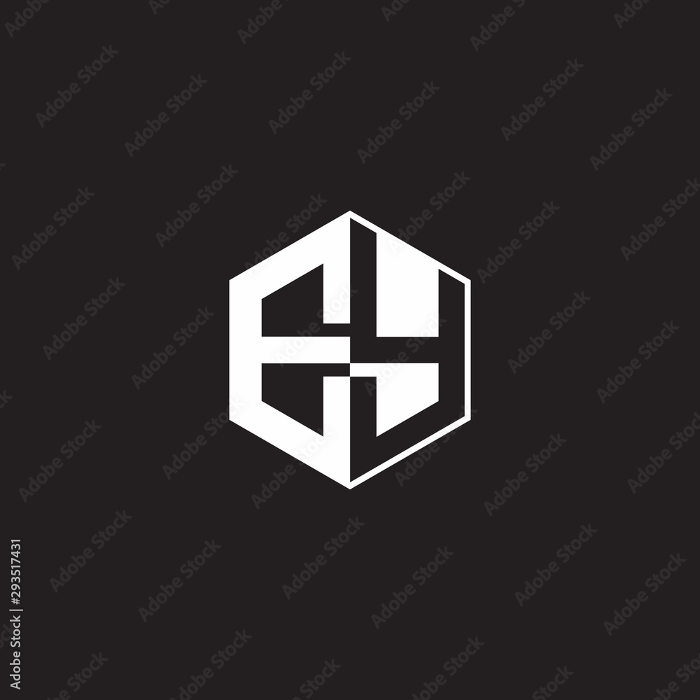 EY Logo monogram hexagon with black background negative space style EY Logo monogram hexagon with black background negative space style