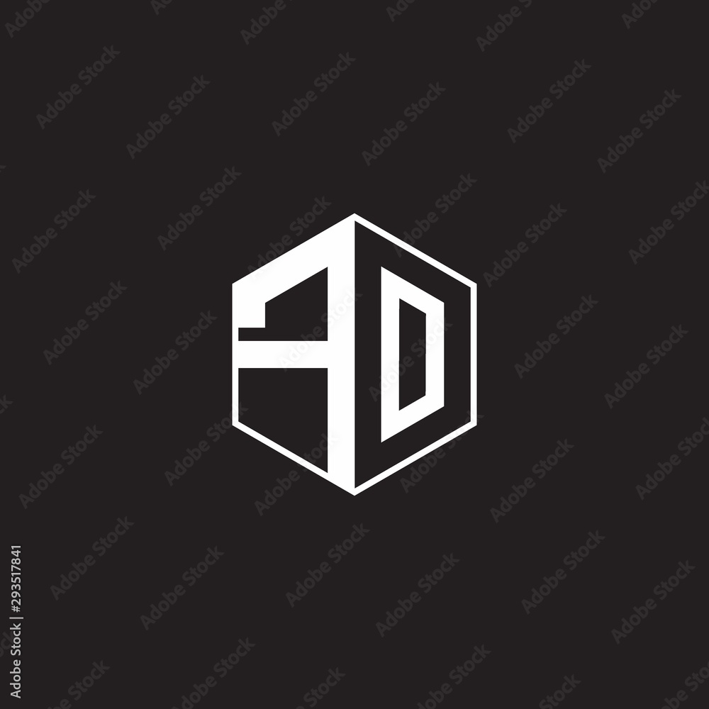 FO Logo monogram hexagon with black background negative space style FO Logo monogram hexagon with black background negative space style