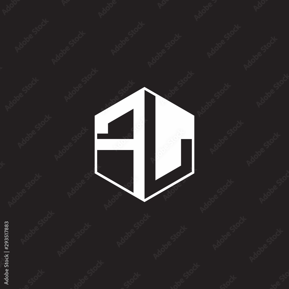 FL Logo monogram hexagon with black background negative space style FL Logo monogram hexagon with black background negative space style