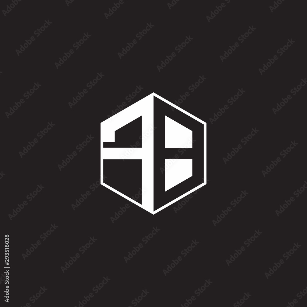 FB Logo monogram hexagon with black background negative space style FB Logo monogram hexagon with black background negative space style