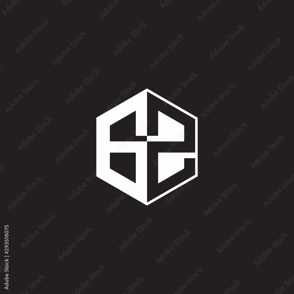 GZ Logo monogram hexagon with black background negative space style GZ Logo monogram hexagon with black background negative space style