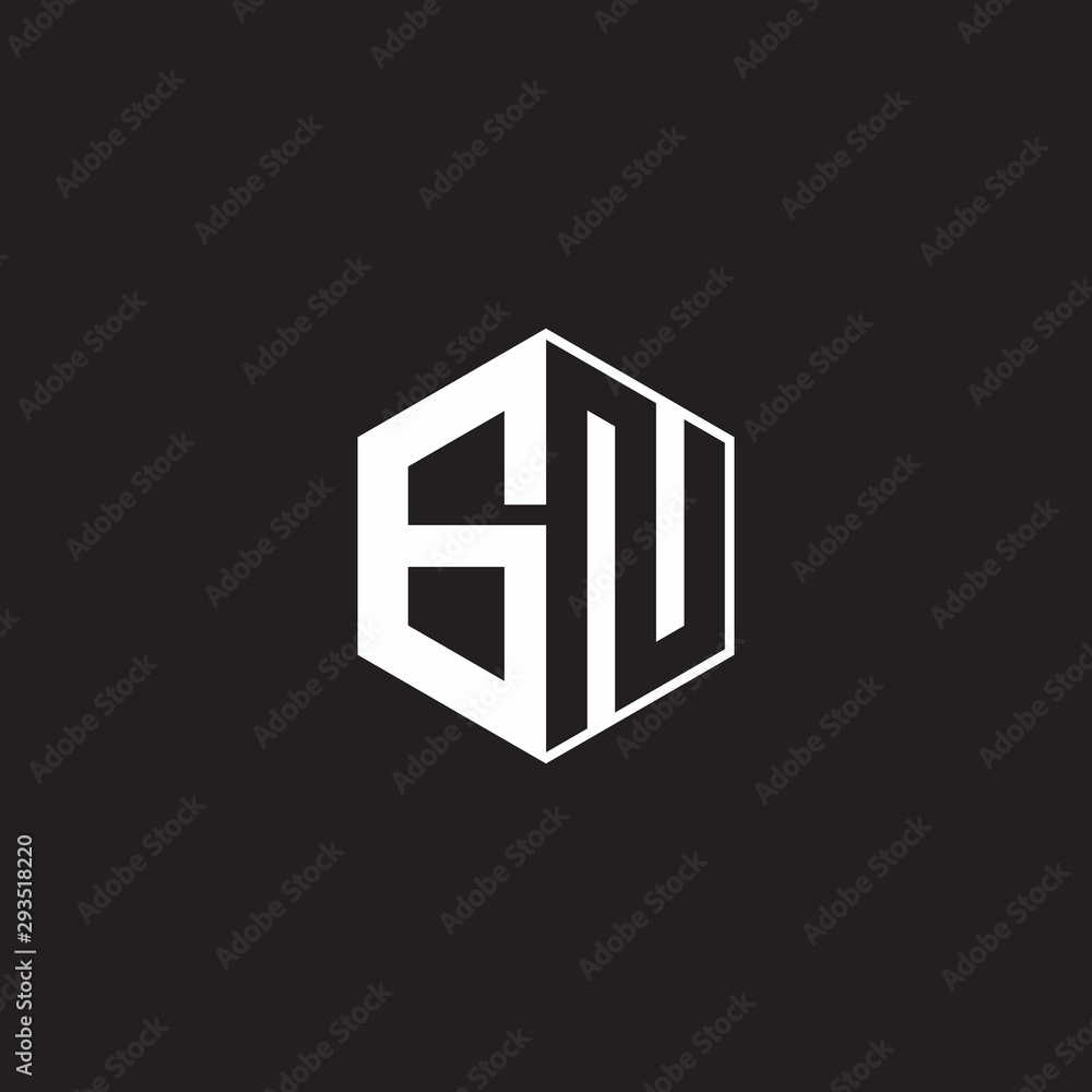 GN Logo monogram hexagon with black background negative space style GN Logo monogram hexagon with black background negative space style