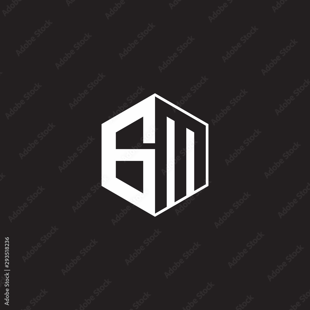 GM Logo monogram hexagon with black background negative space style GM Logo monogram hexagon with black background negative space style