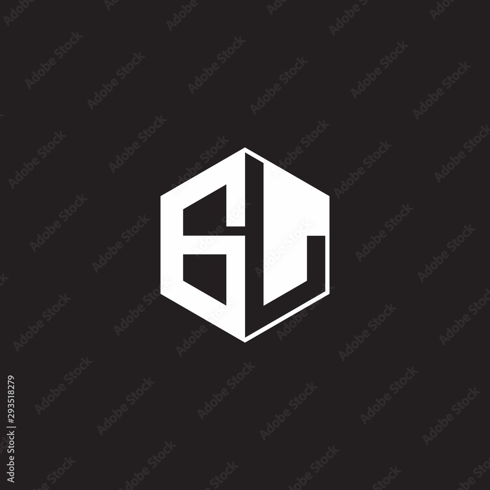 GL Logo monogram hexagon with black background negative space style GL Logo monogram hexagon with black background negative space style