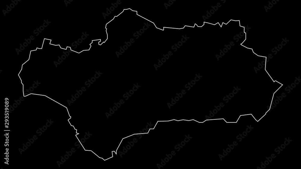Andalusia Spain region map outline animation Andalusia Spain region map outline animation