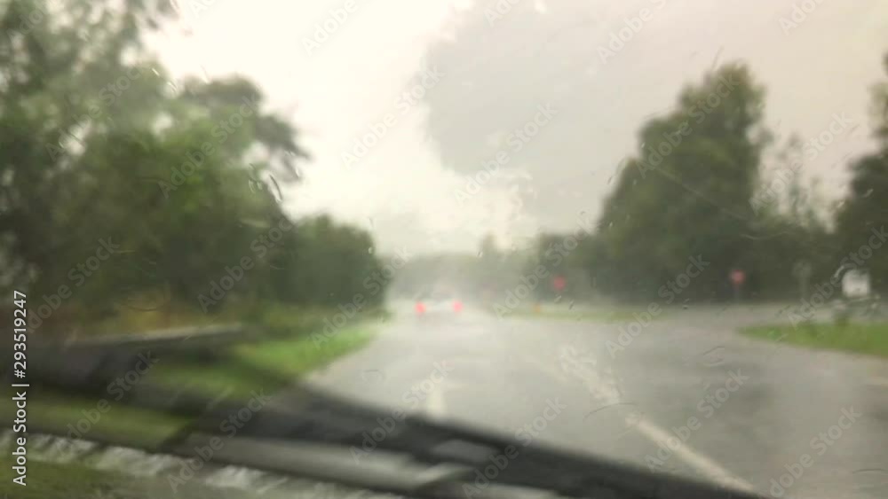 Driving through heavy rain in the UK first person view 