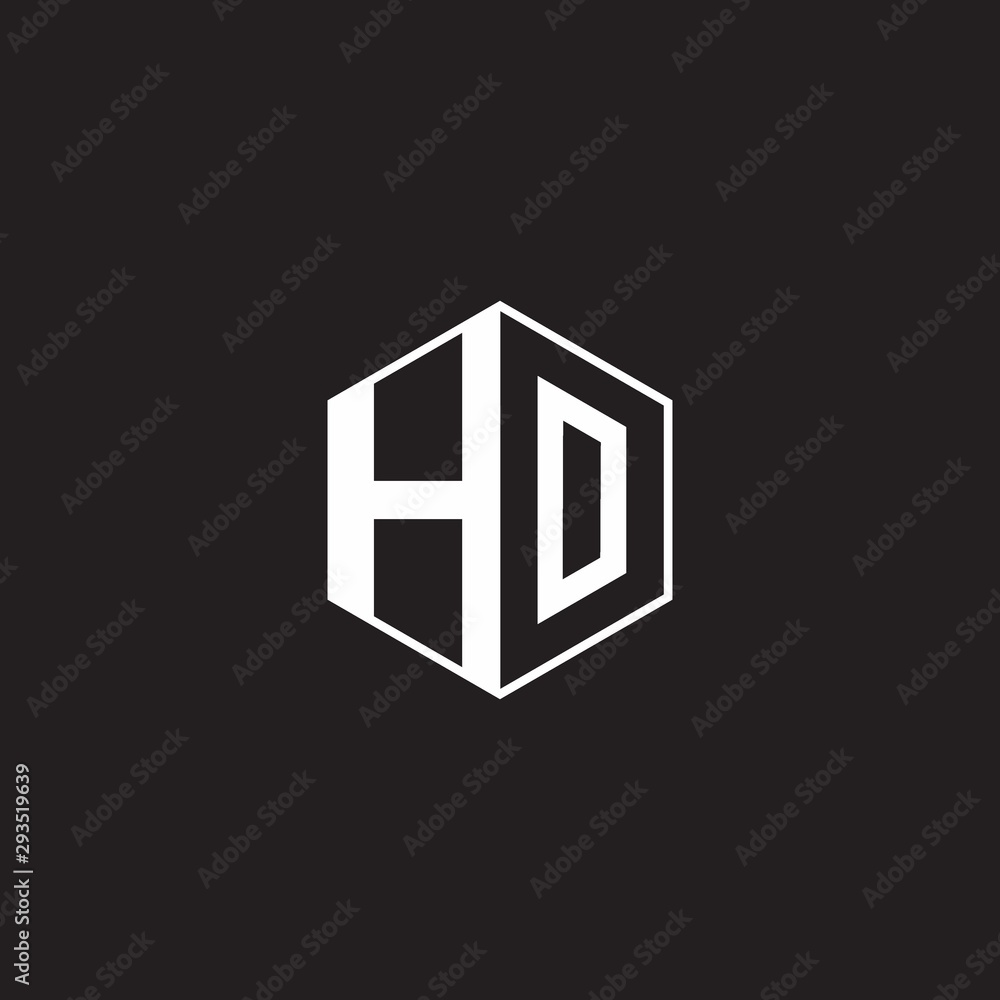 HO Logo monogram hexagon with black background negative space style HO Logo monogram hexagon with black background negative space style